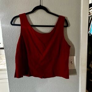 linen Vibrant Red Cropped Top
